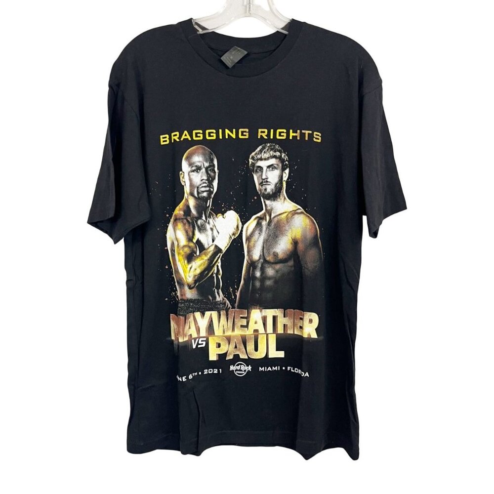 Mayweather vs Paul Bragging Rights Black Crewneck Graphic Tee Merch Event Medium